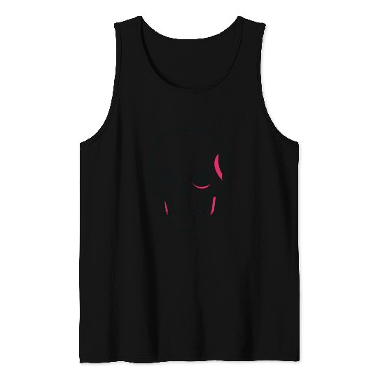 Neon Pink Skull Graphic Design Tank Tops