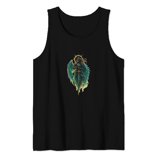Celestial Guardian Angel Illustration Tank Tops