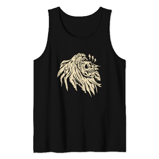 Wild Skull Lion Tattoo Design Tank Tops