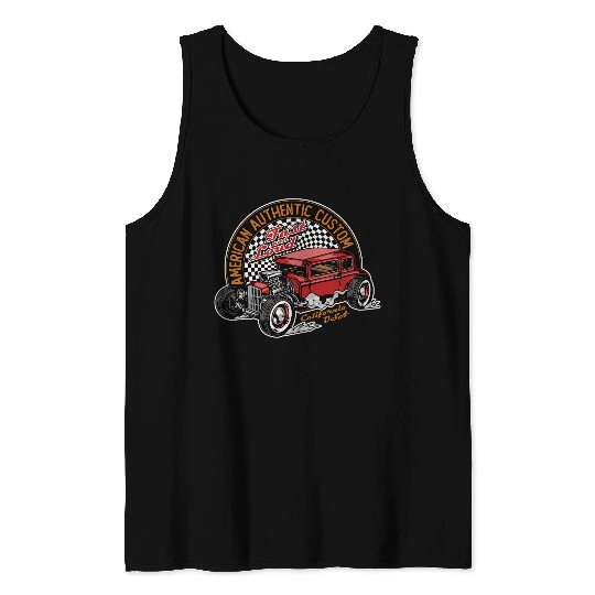 Vintage Hot Rod Car Illustration Tank Tops