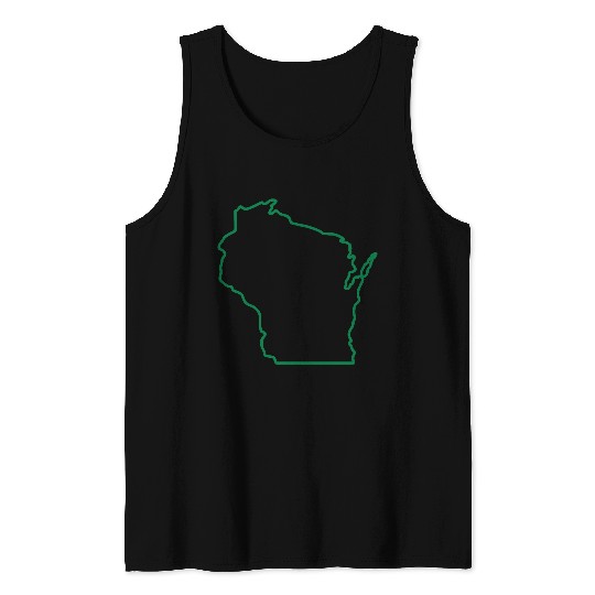 Wisconsin State Outline Design Tank Tops