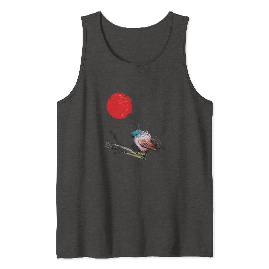 Murakami Birds Red Moon Japenese Tank Tops