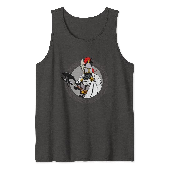 ancient warrior Sparta ax helmet raincoat pattern Tank Tops