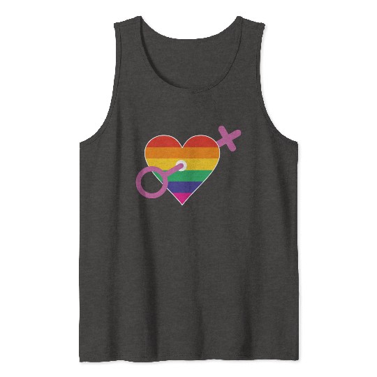 Rainbow heart female Tank Tops
