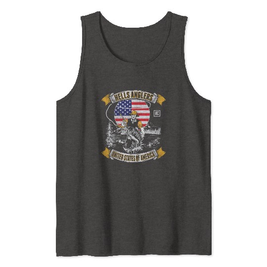 HELLS ANGLERS USA fishermen angler used look Tank Tops