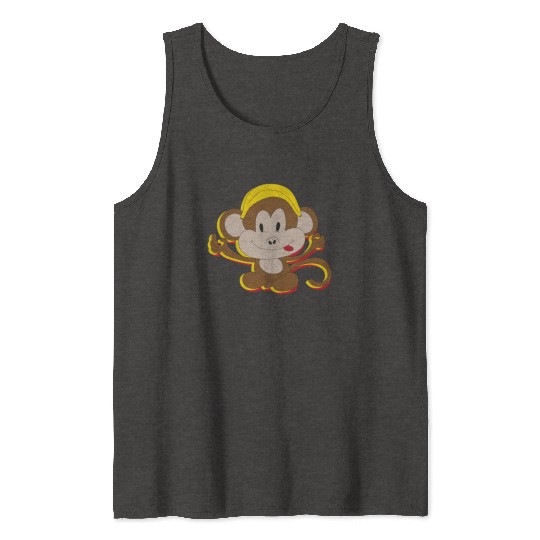 Cute Kids Monkey With Banana Tank Tops