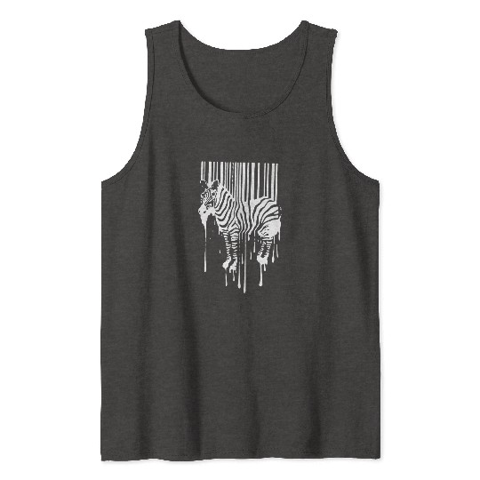 Banksy Street Art Zebra Bar Code Tank Tops
