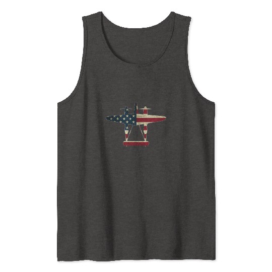 US Flag P-38 Lightning Aircraft Warbird Plane Gift Tank Tops