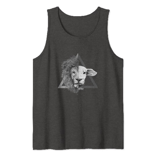 Christian,Bible Quote,Lion and Lamb Tank Tops