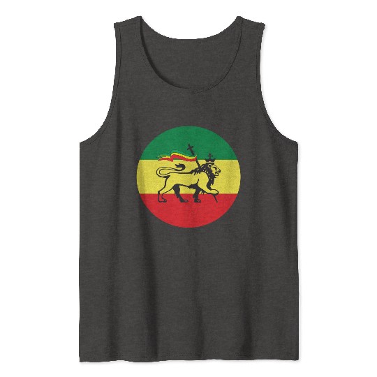 Lion of Judah - Flag of Ethiopia Rastafari Reggae Tank Tops
