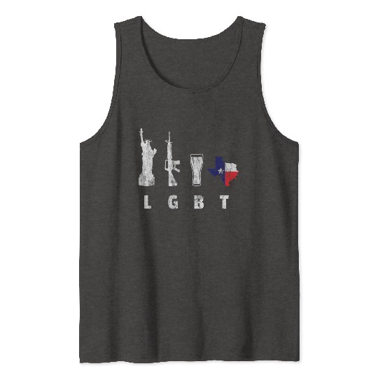 Liberty Guns Beers Texas Support LGBT Tank Tops