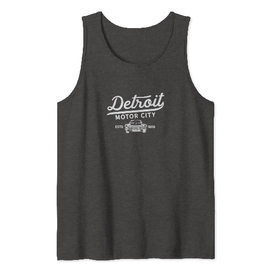 Detroit Michigan Motor City Classic Vintage Retro Tank Tops