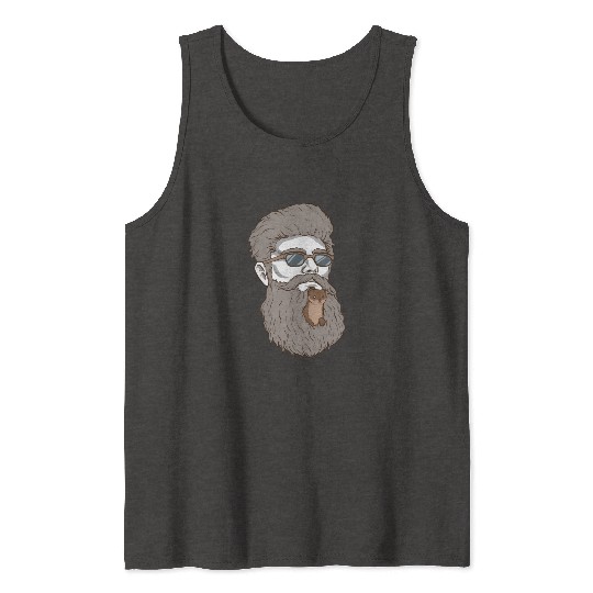 Beard Weasel Funny Beard Design Tank Tops