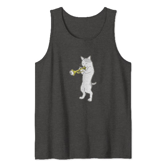 Music - jazz | trumpet | cat playing trumpet | Tank Tops