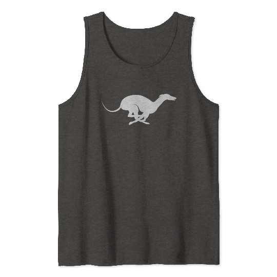 Light Grey Running Greyhound X Racer Track Dog Tank Tops