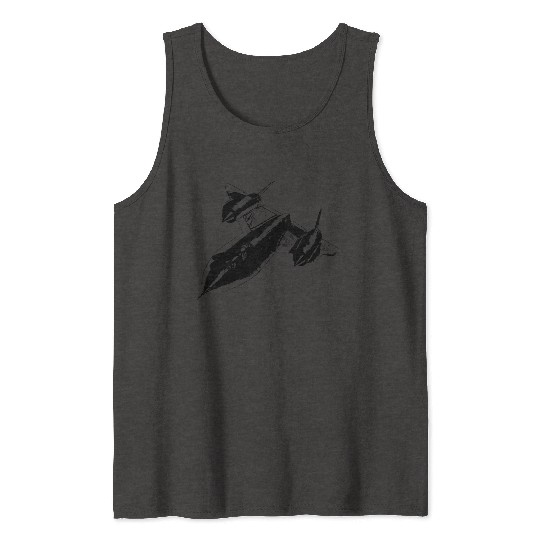 Airplane SR-71 Blackbird black Tank Tops
