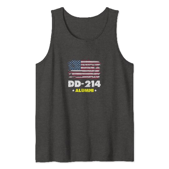 DD-214 Us Armed Forces Alumni American Flag Tank Tops