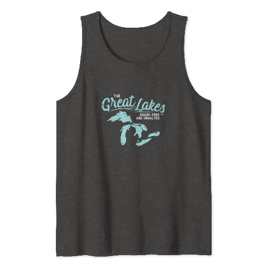 Lake The Great Lakes Silhouette USA Border Gift Tank Tops