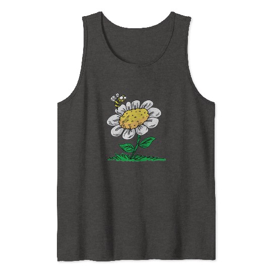 COMMON DAISY FLOWER Bee Cartoon Comic Tank Tops