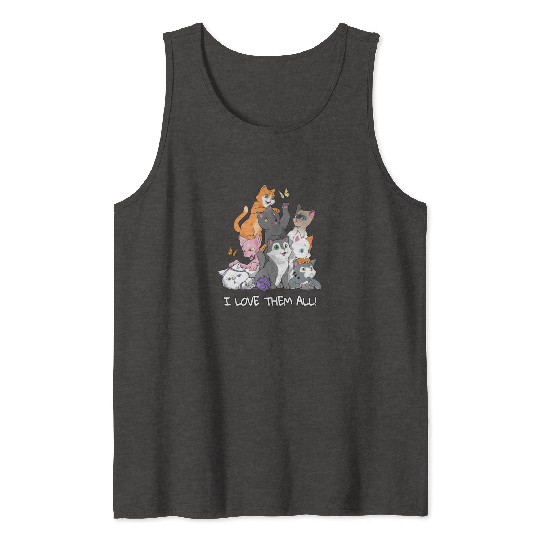 I love them all Cats Gift Maine Coon cat lover Tank Tops