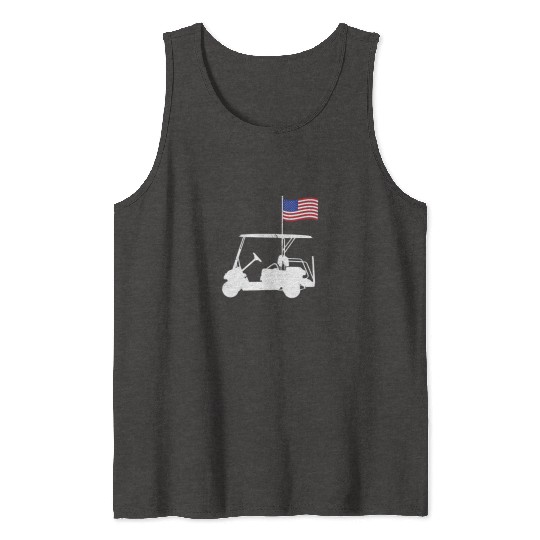 Funny Patriotic Golf Wear USA Flag Golf Cart Tank Tops