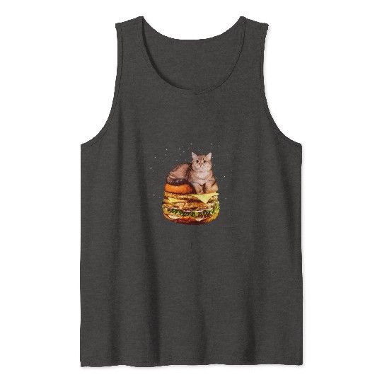 Hamburger Space Cat Funny Kitty Gift Tank Tops