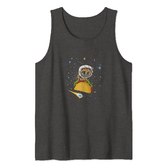 Taco Cat In Space Tank Tops Dancing Cat Taco