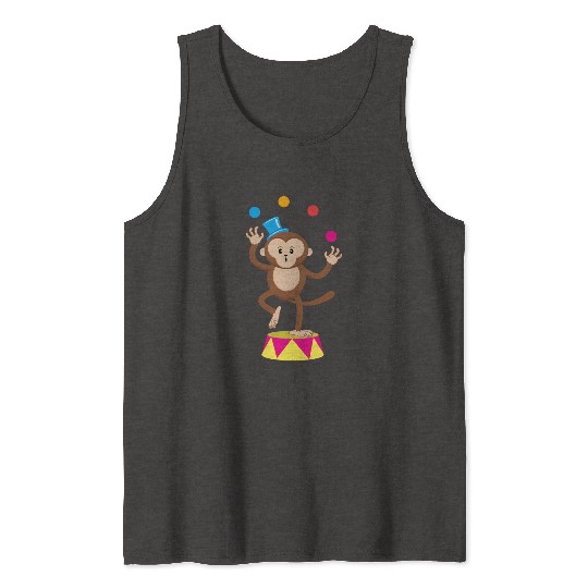 Cute Circus Monkey Ape Comic Cartoon Tank Tops