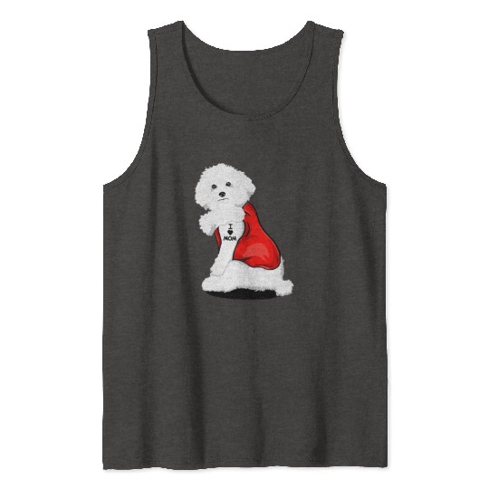 Bichon frise I Love Mom Tattoo Tank Tops