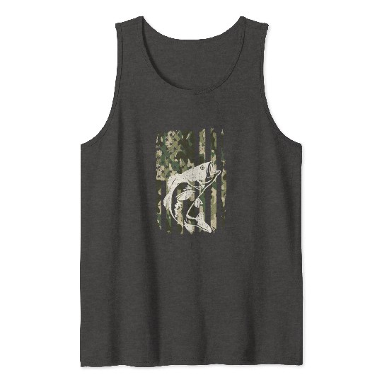 Camouflage American Flag Bass Fishing Tank Tops