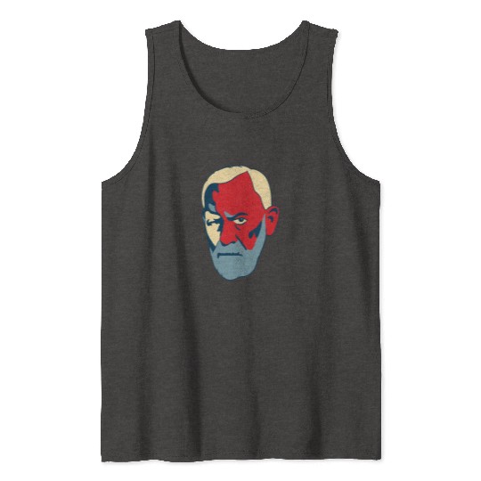 Sigmund Freud Portrait - Red and Blue Tank Tops