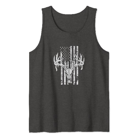 Deer Hunting USA Flag Tank Tops