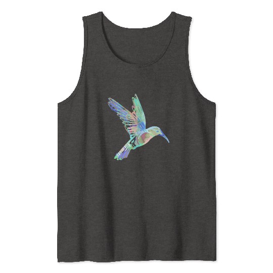 hummingbird, bird, aquarell, green, pastel, flying Tank Tops