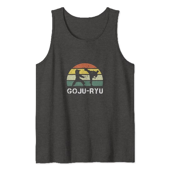 retro karate goju ryu martial arts karateka kick Tank Tops