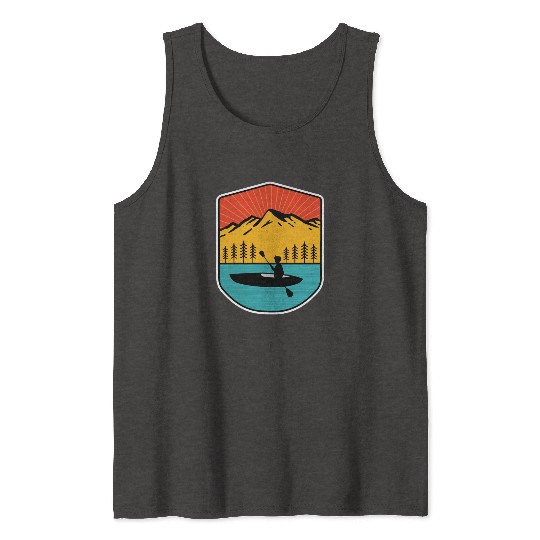 Retro Kayaking Boating Paddling In Lake Tahoe Tank Tops