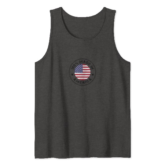 USA Made in America flag stamp Tank Tops