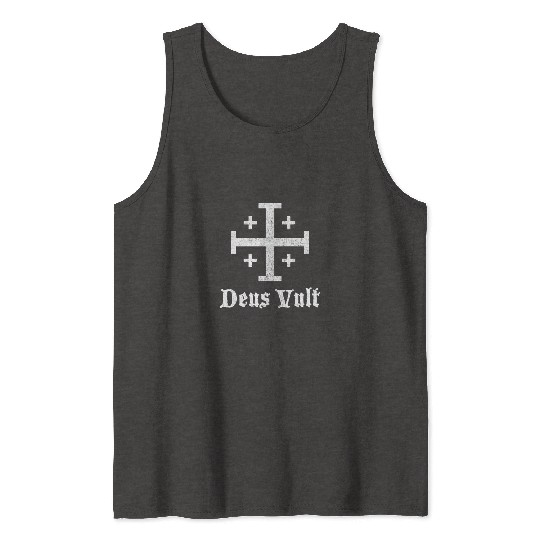 Deus Vult Crusader Shield Cross Tank Tops