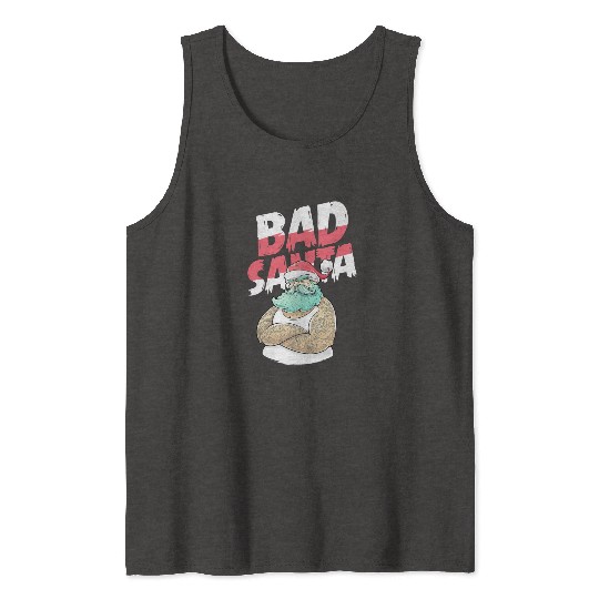 Bad Santa Claus Christmas Tattoo Tank Tops