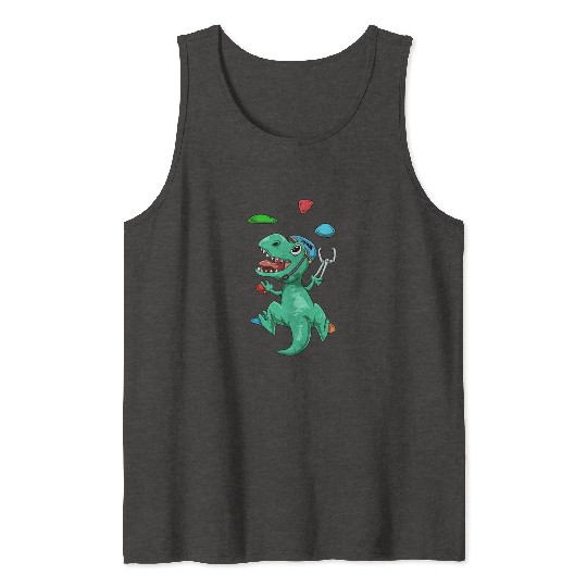 Funny T-Rex Bouldering and Rock Climbing Gift Tank Tops