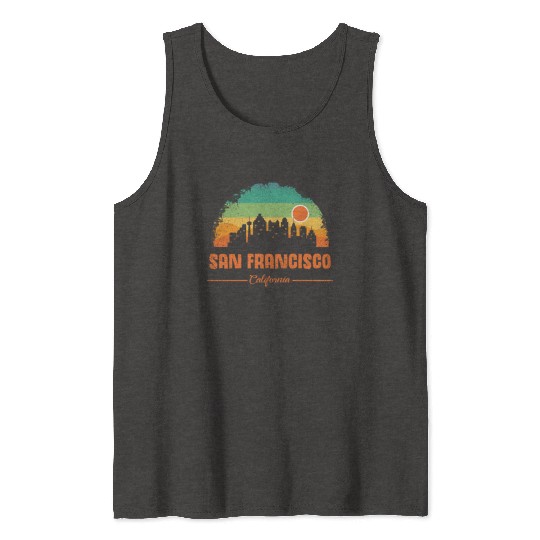 San Francisco California Vintage Retro Stripe Tank Tops