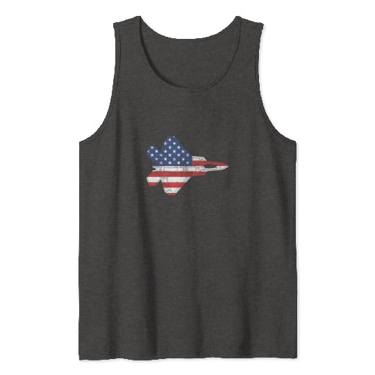 F-22 Raptor Fighter Jet Airplane American Flag F22 Tank Tops