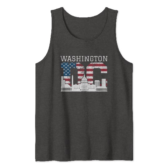 Washington Dc Capitol Hill Usa Flag Souvenir Gift Tank Tops