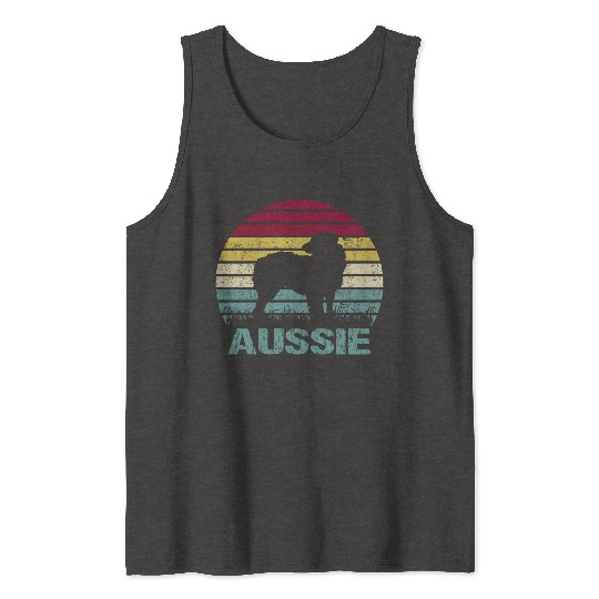 Aussie Australian Shepherd Retro Silhouette Tank Tops