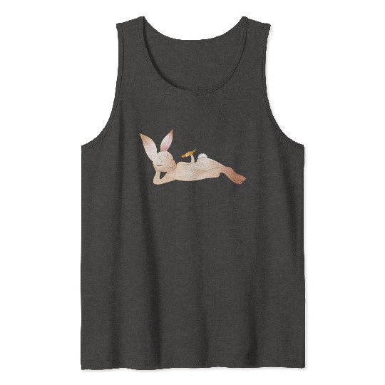 Relaxed rabbit with carrot is enjoying his life Tank Tops