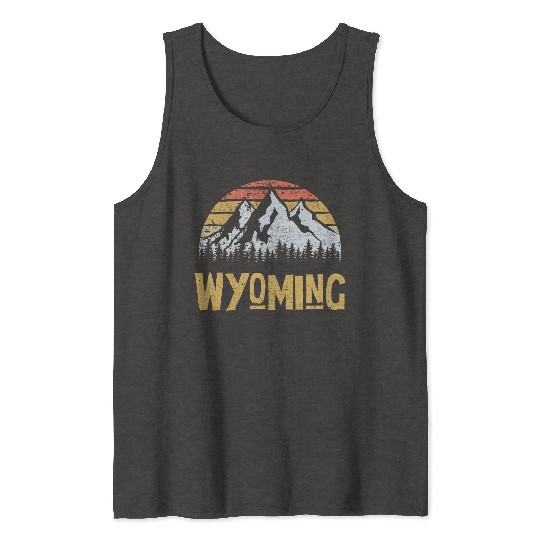 Vintage Retro Wy Wyoming Us Mountain State Tank Tops