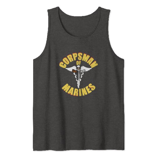 Us Navy Corpsman 8404 Fmf Veteran Front & Back Des Tank Tops