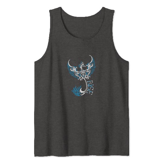 PHOENIX Tattoo/Tribal art - White and Blue,, Tank Tops