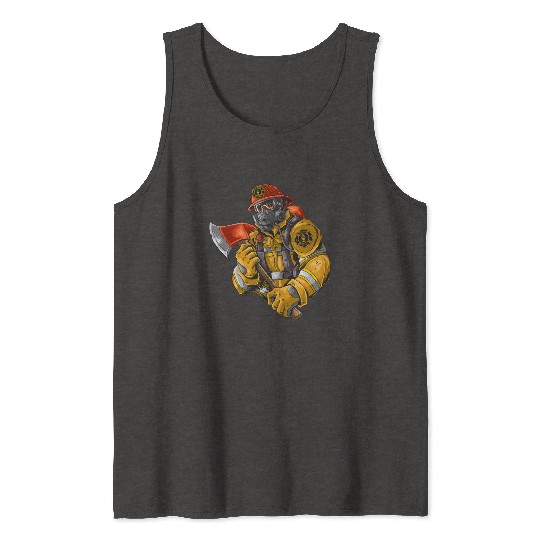 firefighter fire brigade fire station blueish use Tank Tops
