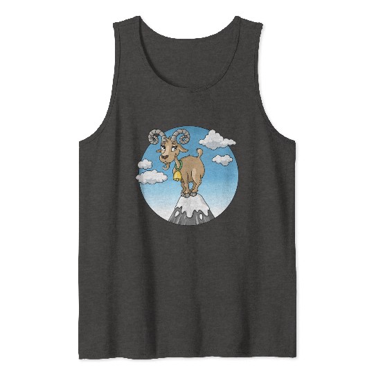 Mountain goat peaks with snow cartoon Tank Tops