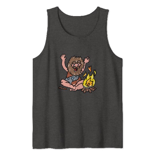 Caveman with Fire Tank Tops